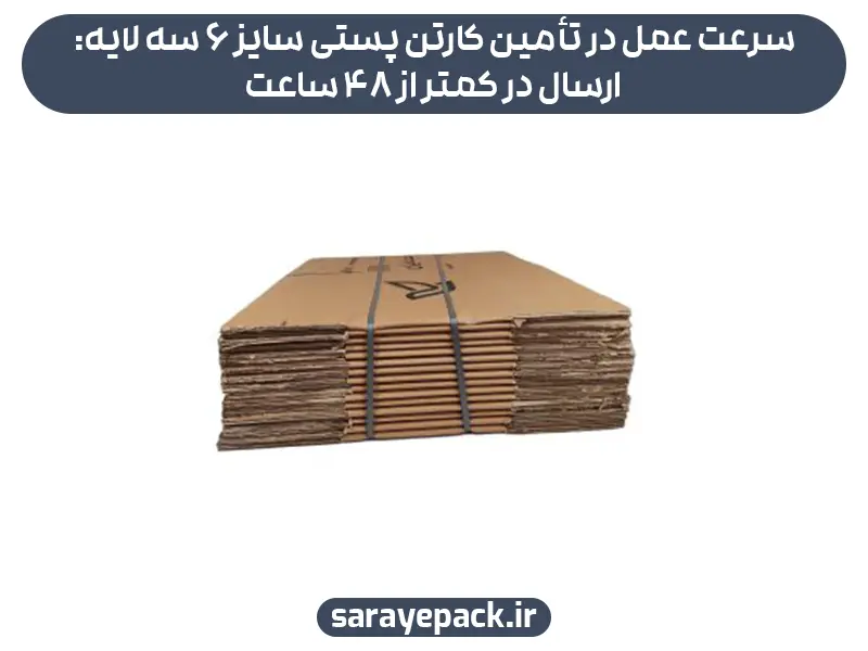 سرعت عمل در تأمین کارتن پستی سایز 6 سه لایه: ارسال در کمتر از 48 ساعت